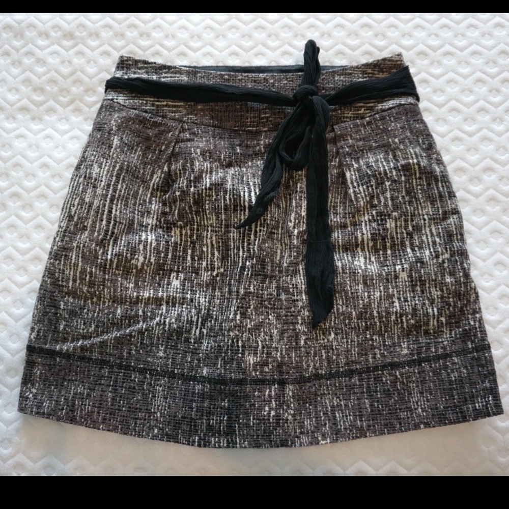 Club Monaco Womens Bow Tie Pencil Mini Skirt Brown Black Size 0